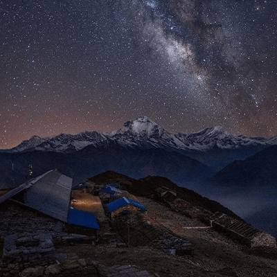 The breathtaking Milky Way shining above the majestic mountains of Nepal.